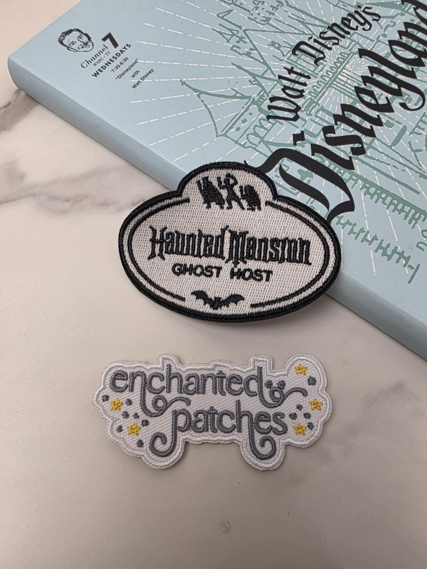 3" NBC GLOW IN THE DARK Ghost Host Name Tag Haunted Mansion Halloween Iron On Patch
