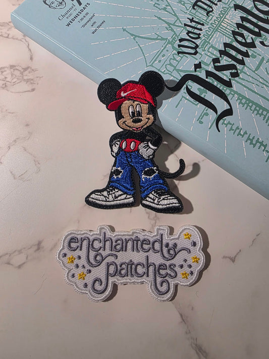 3" Classic Mickey Mouse Nike Hat Street Wear in Jeans Embroidered Iron On Patch