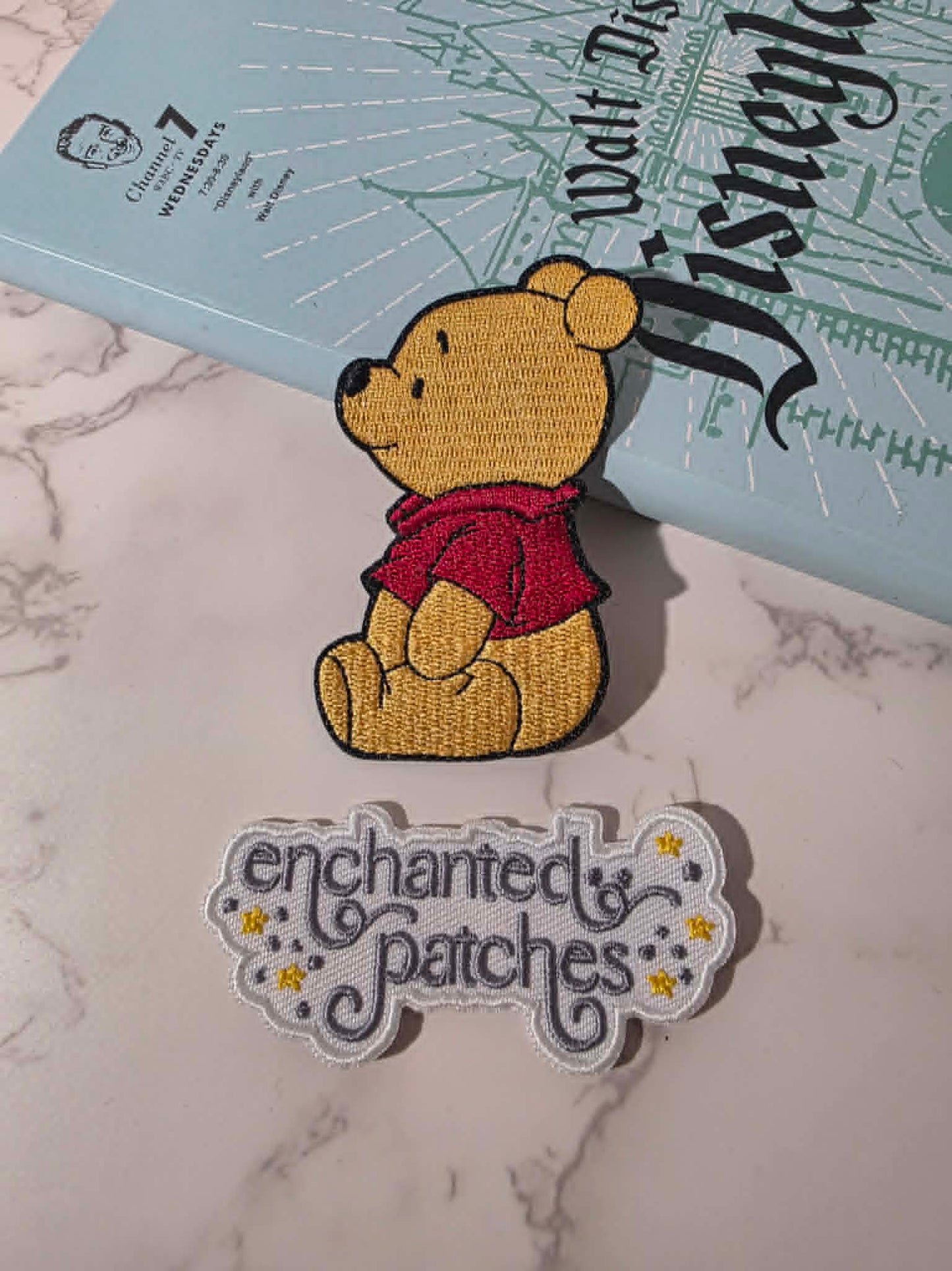 3" Kawaii Winnie the Pooh Sideways Embroidered Iron on Patch