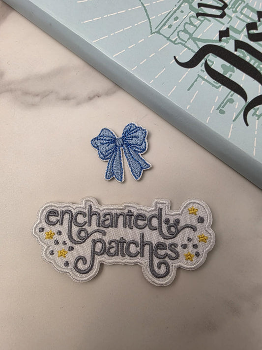 1" Mini Happiest Baby Sky Blue Bow Bestie Girlie Coquette Cutesy Embroidered Iron On Patch