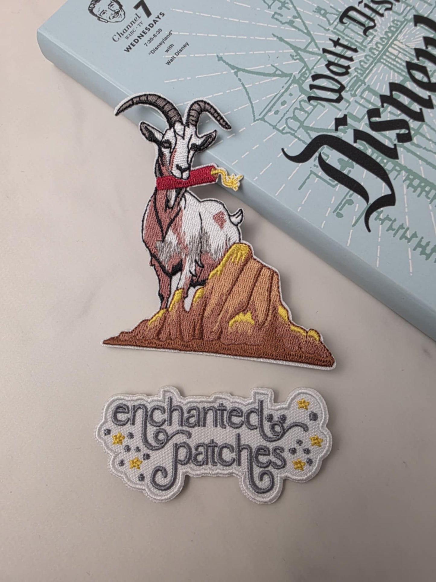 3.5" Happiest Park Train Ride Goat with TNT Embroidered Iron On Patch
