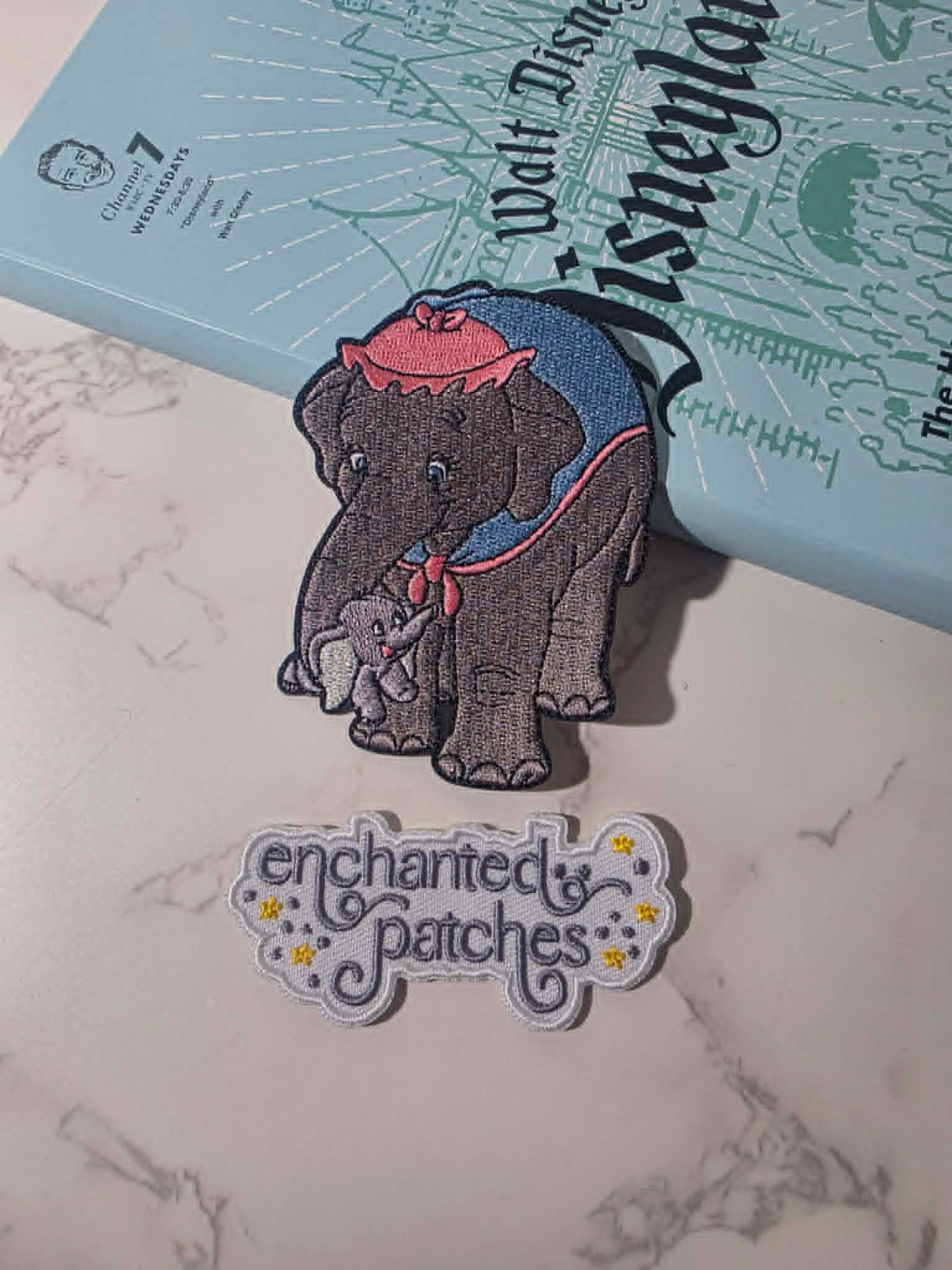 NEW DROP - 3.5" Baby Elephant Dumbo with Mom Embroidered Iron On Patch
