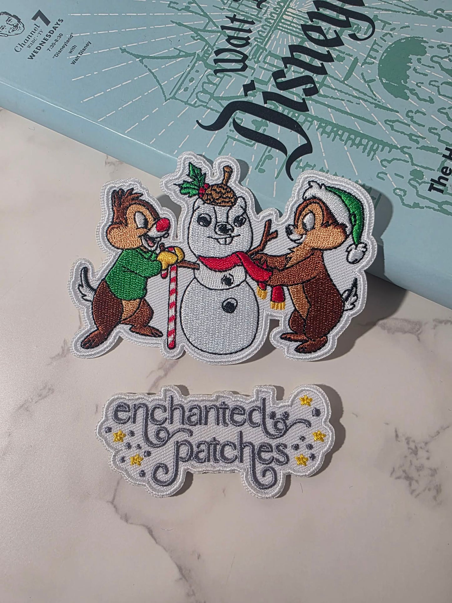 NEW DROP - 4" Christmas Winter Chipmunks Building Snowman Embroidered Iron On Patch