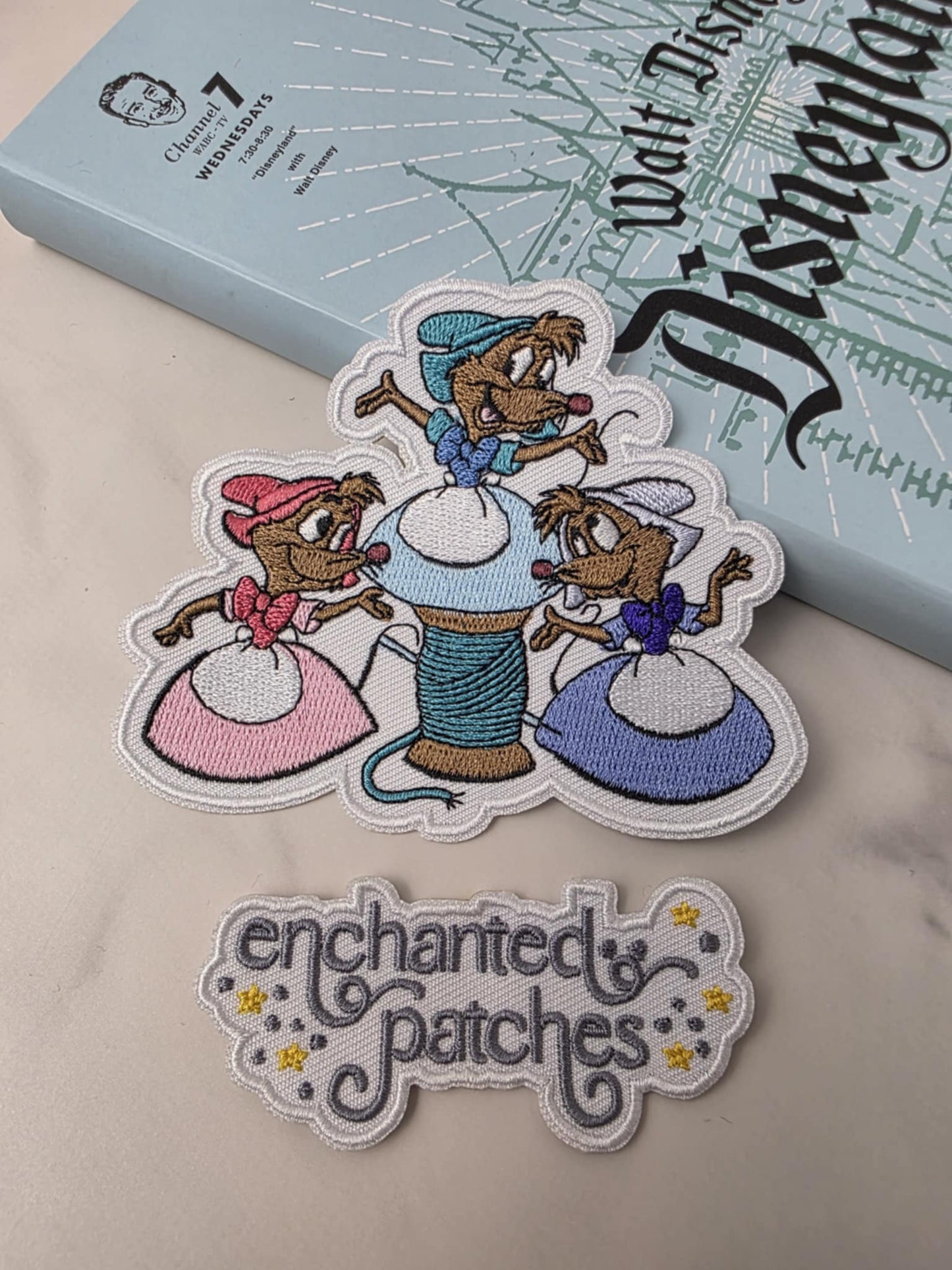 4" Glass Slipper Princess Sidekick Mouse Mice Standing on Thread Embroidered Iron On Patch