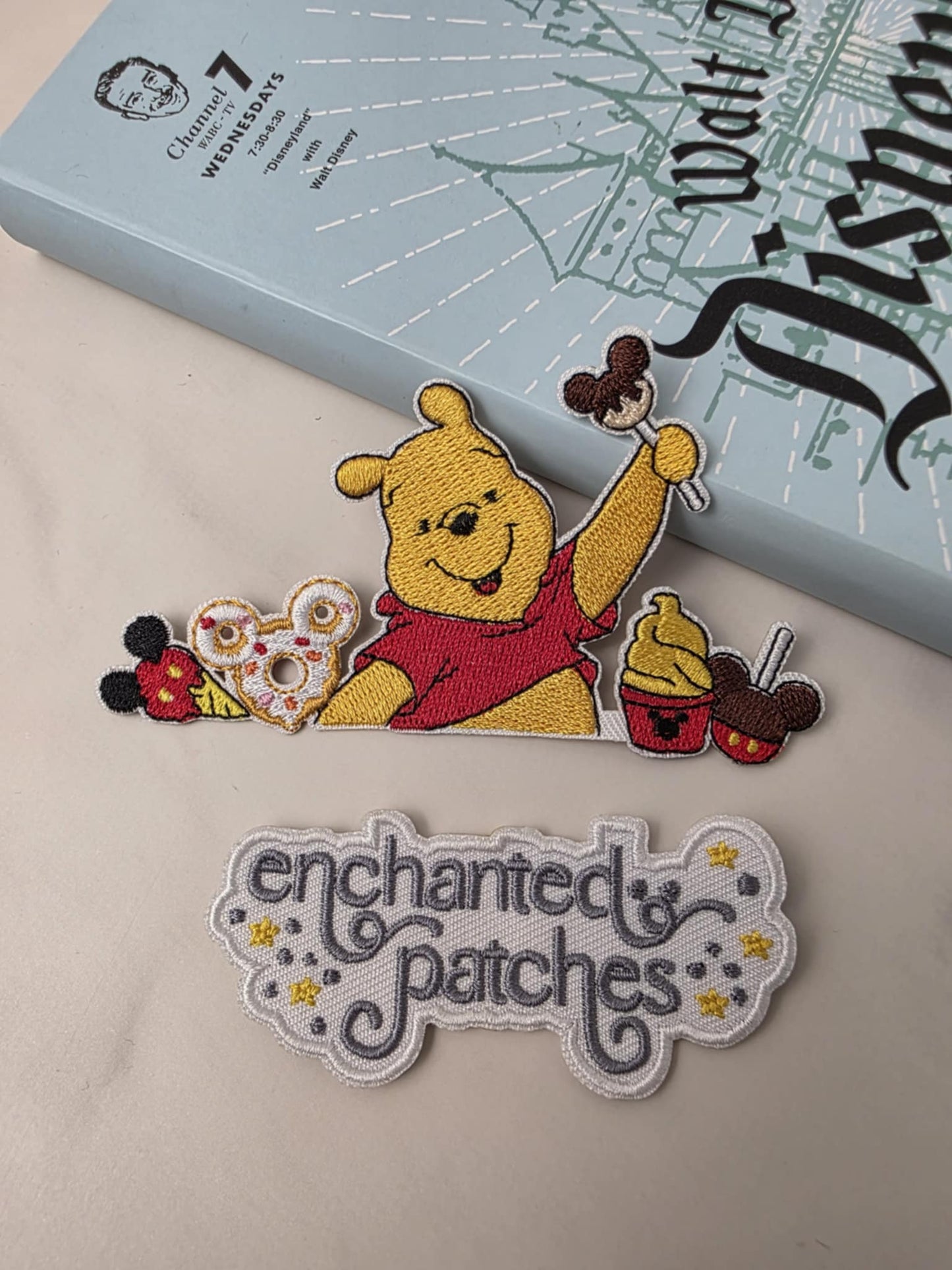 4" Winnie the Pooh with Snacks Embroidered Iron On Patch