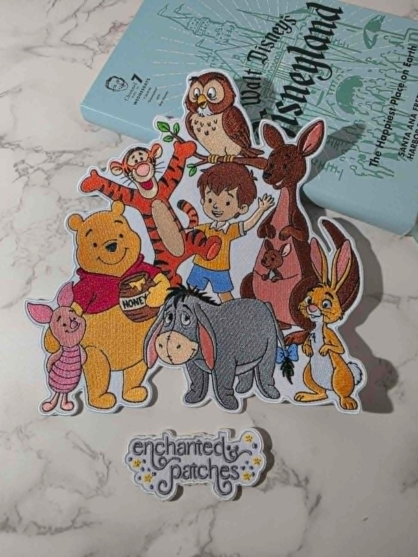XL 8" Kawaii Winnie the Pooh with Friends Embroidered Iron On Patch