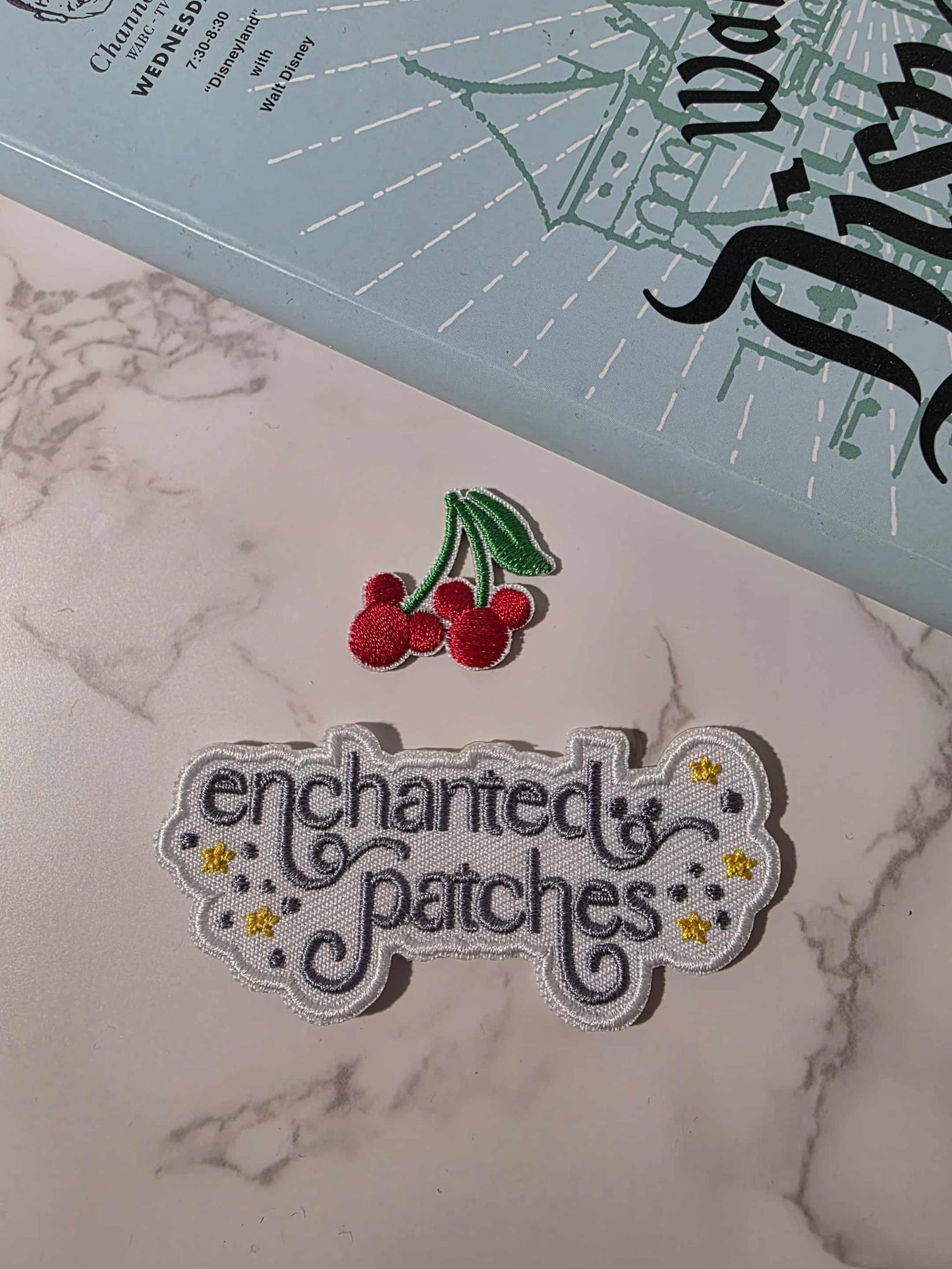 1" Mini Mouse Shaped Cherries Cherry Embroidered Iron On Patch