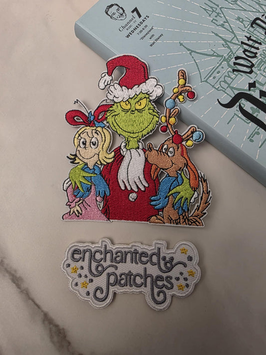 4" Green Christmas Holiday Monster Embroidered Iron On Patch