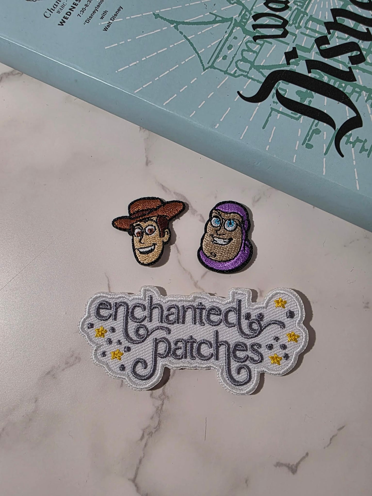 2pc Set - 1" Mini Buzz Woody Space Cowboy Head Embroidered Iron On Patch