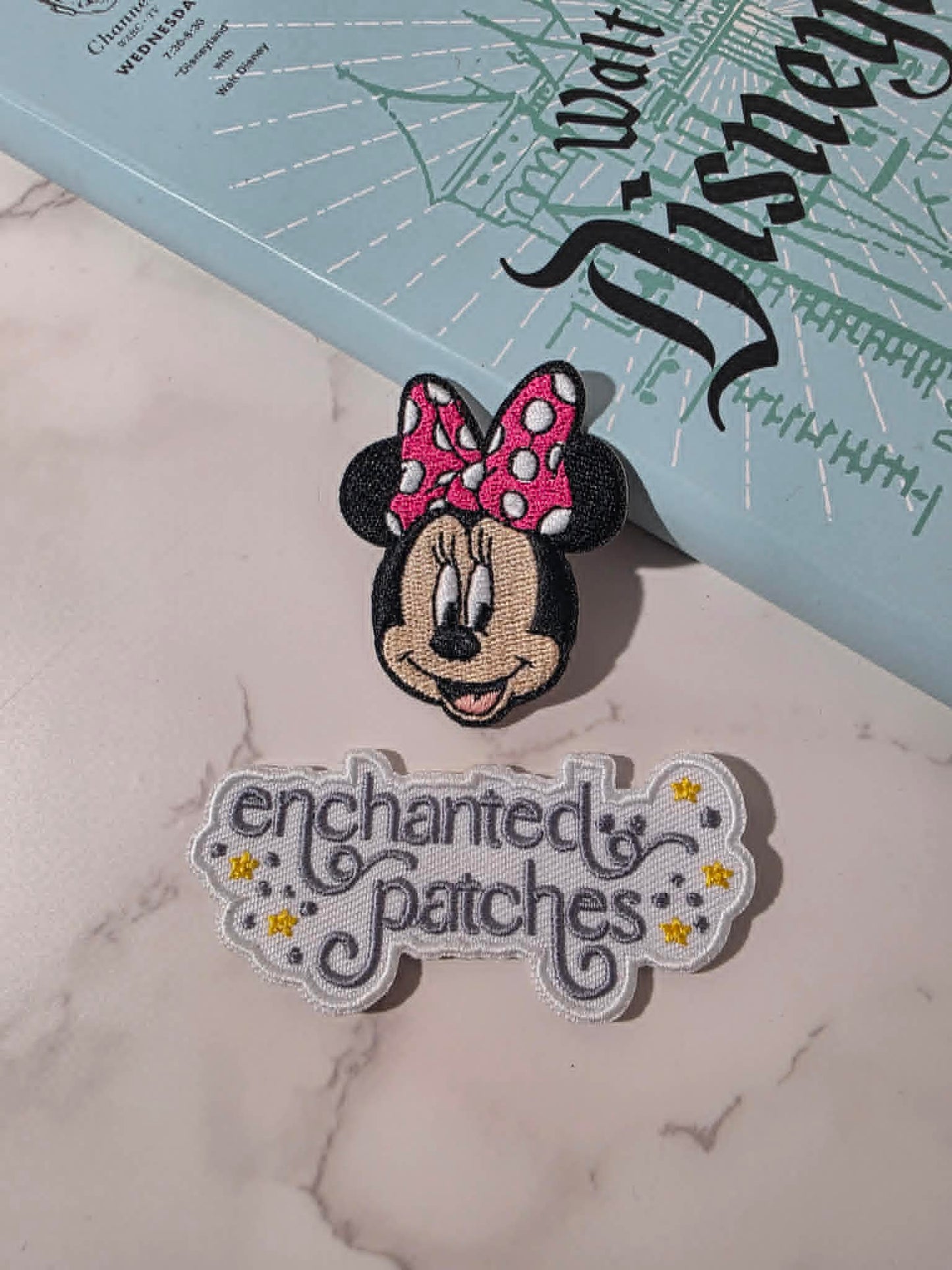 2" Girl Mouse Head with Pink Polka Dog Bow Embroidered Iron On Patch