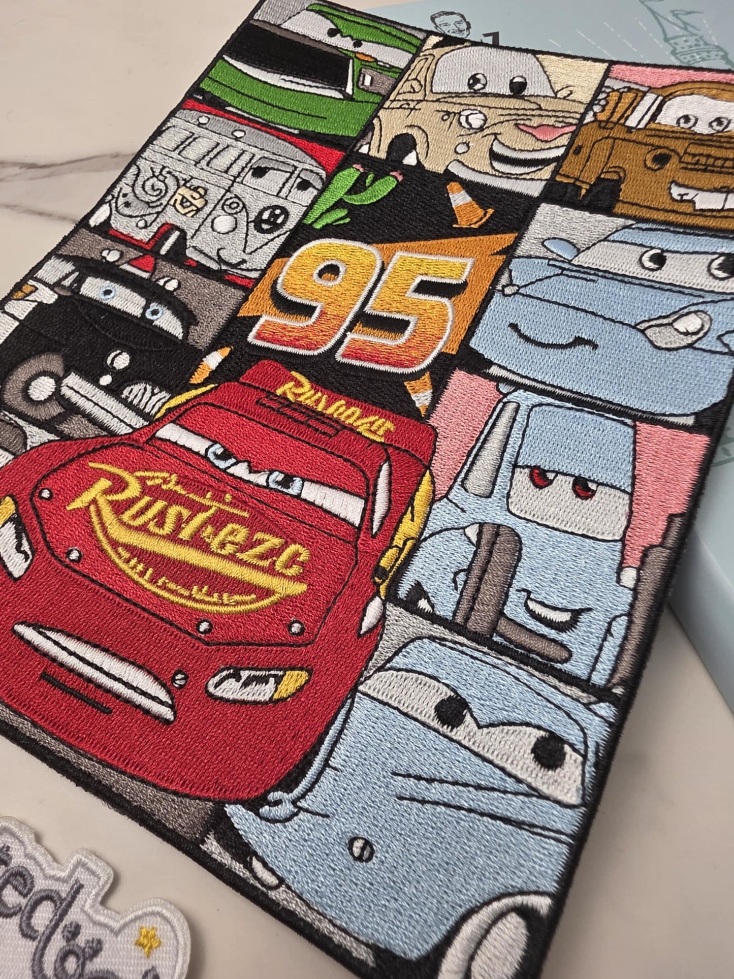 XL 8" Red Racer Brown Tow Truck Cars Iron On Patch