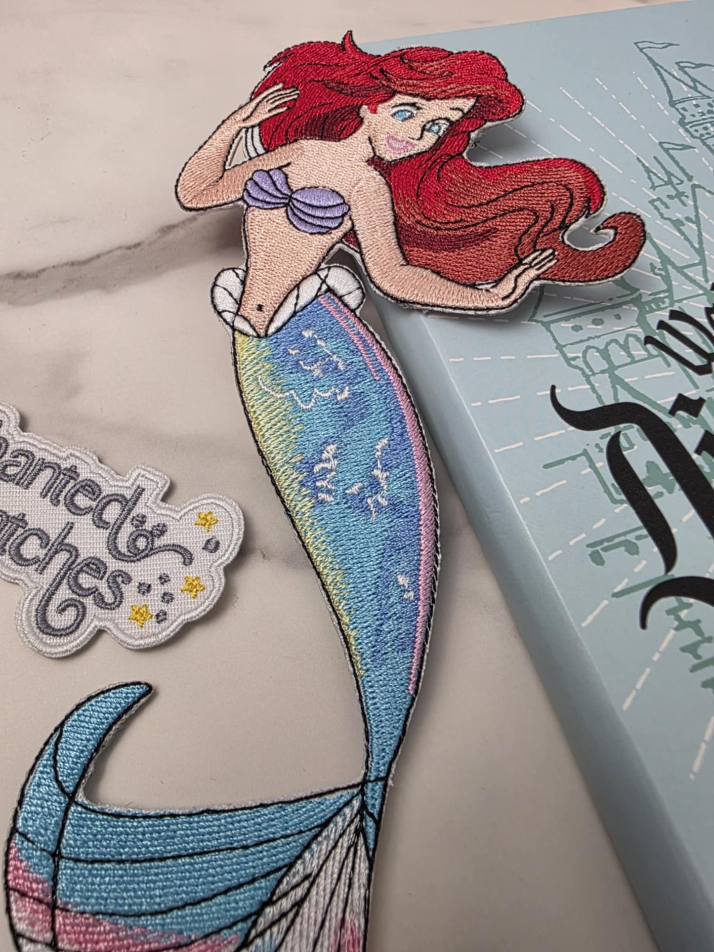 8" XL Happiest Park Little Mermaid Ariel Embroidered Iron On Patch