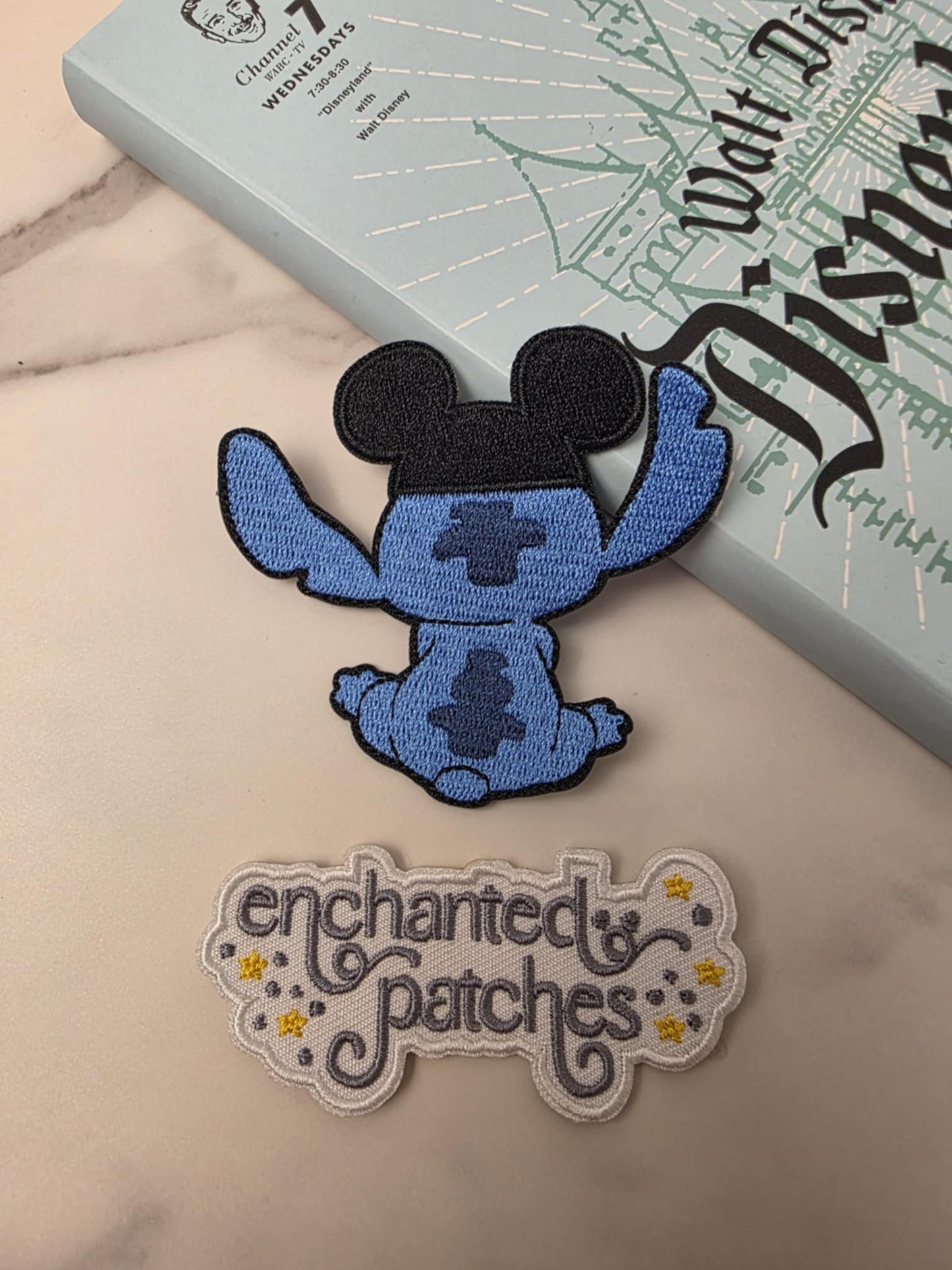 3" Blue Alien Back with Mouse Ears Embroidered Iron On Patch