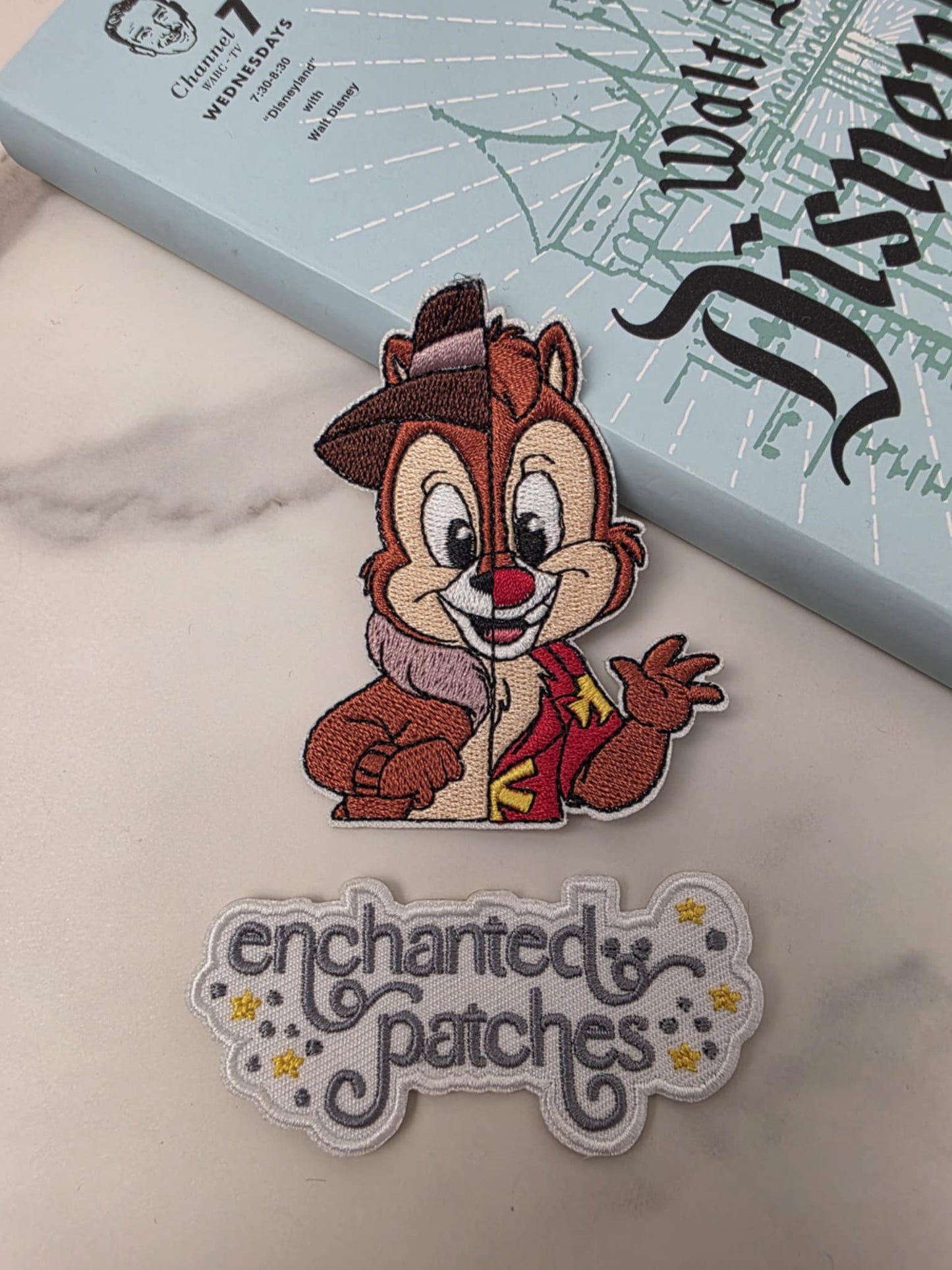 3" Chipmunk Chip Dale Split Two Face Iron On Patch