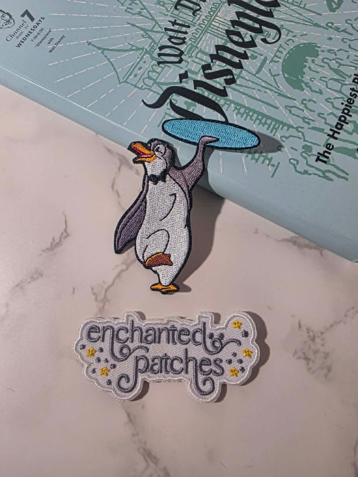 NEW DROP - 3" Penguin Holding Serving Tray Embroidered Iron On Patch