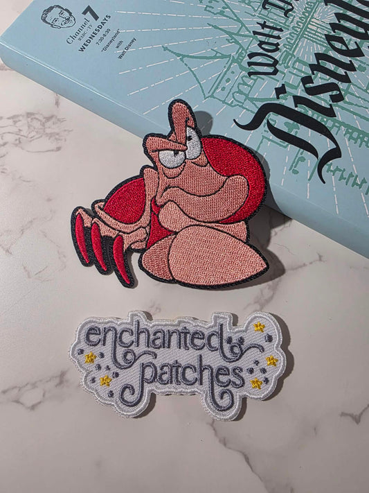 3" Little Mermaid Ariel Sidekick Sebastian Crab Embroidered Iron on Patch