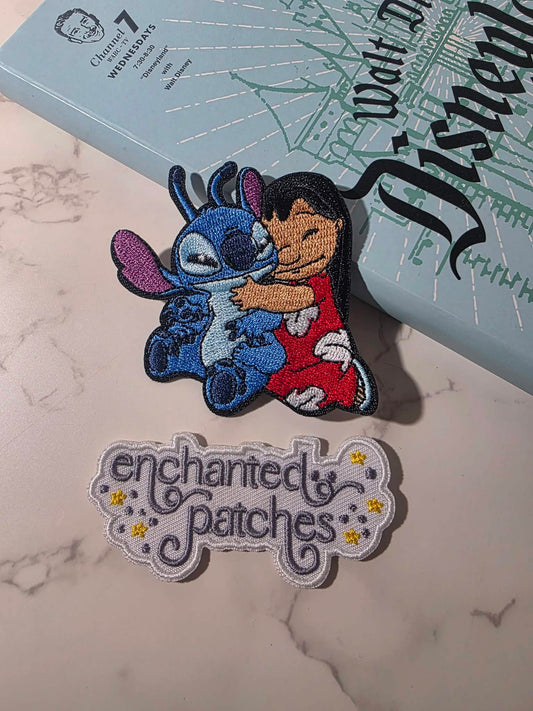 3" Lilo Hugging Stitch Besties BFF Embroidered Iron on Patch