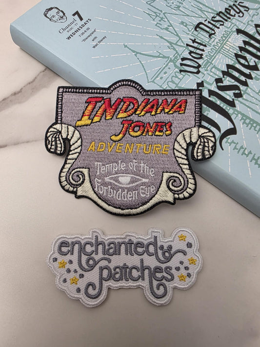 3.5" Indiana Jones Ride Logo Adventure Temple of the Forbidden Eye Iron On Patch