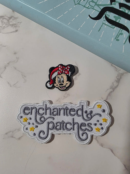 1" Mini Christmas Happiest Girl Mouse Embroidered Iron On Patch