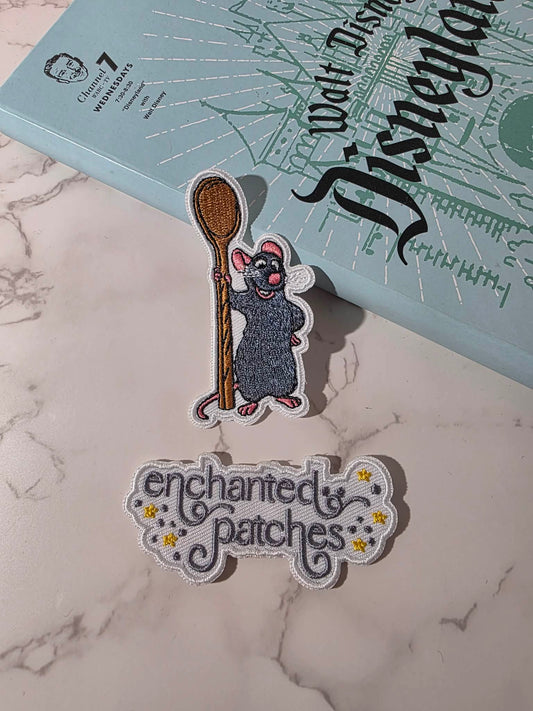 3" Happiest Park Mouse Rat Remy Chef with Spoon Embroidered Iron On Patch