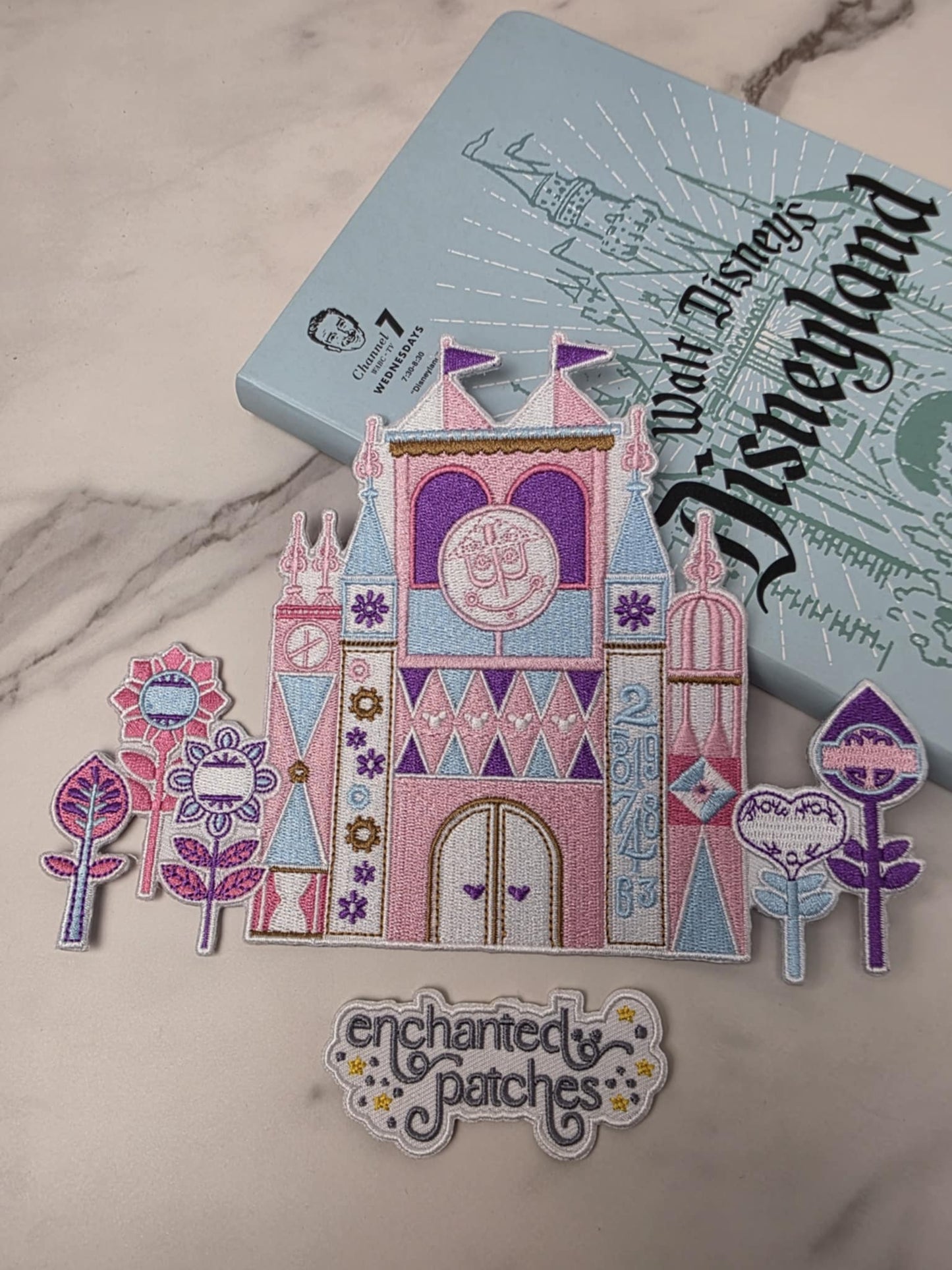 RESTOCKED - 8" XL Pastel Small World Ride Logo Embroidered Iron On Patch