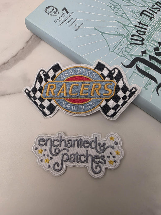 4" Black White Checker Flag Racers Race Car Iron On Patch