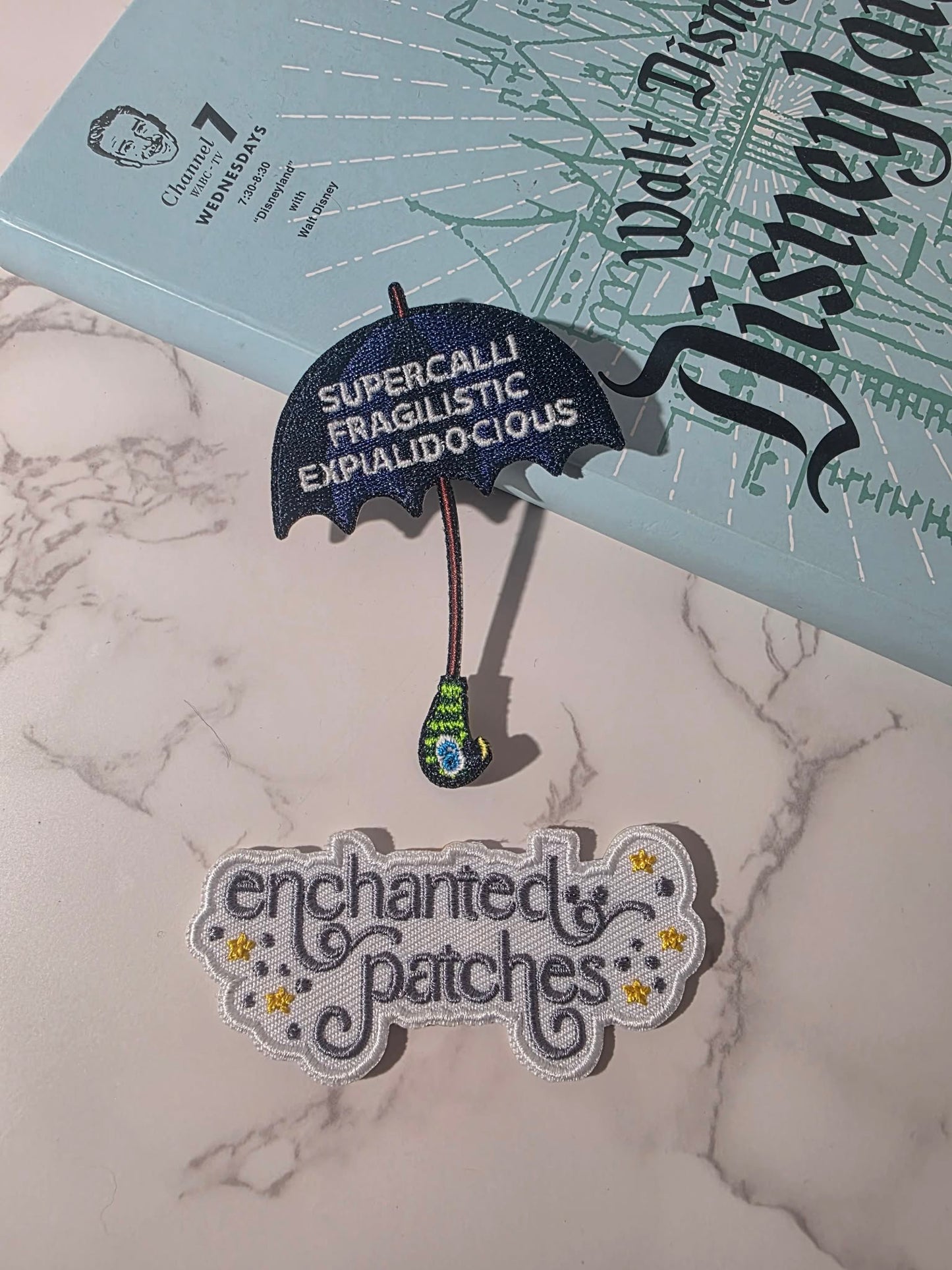 3" Glow in the Dark Mary Poppins Supercallifragilisticexpialidocious Umbrella Iron On Patch
