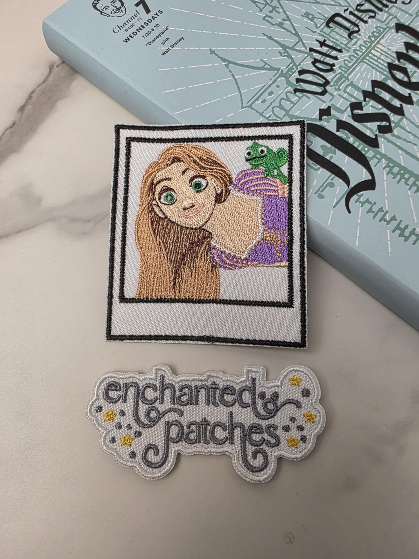 3" Long Hair Princess with Gecko Polaroid Embroidered Iron On Patch