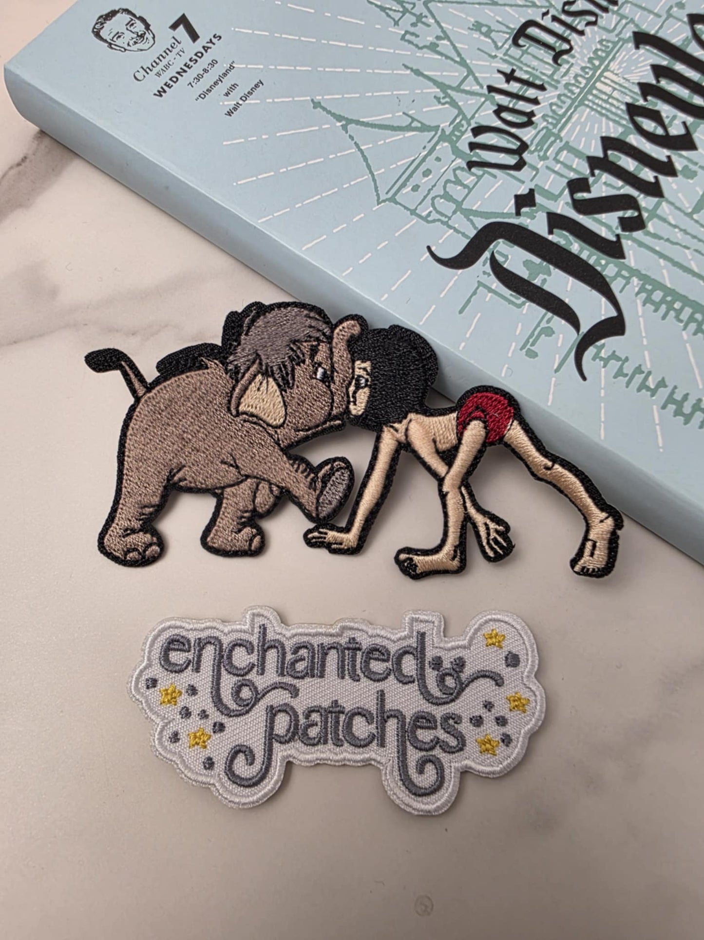 4" Jungle Book Boy and Elephant Iron on Patch