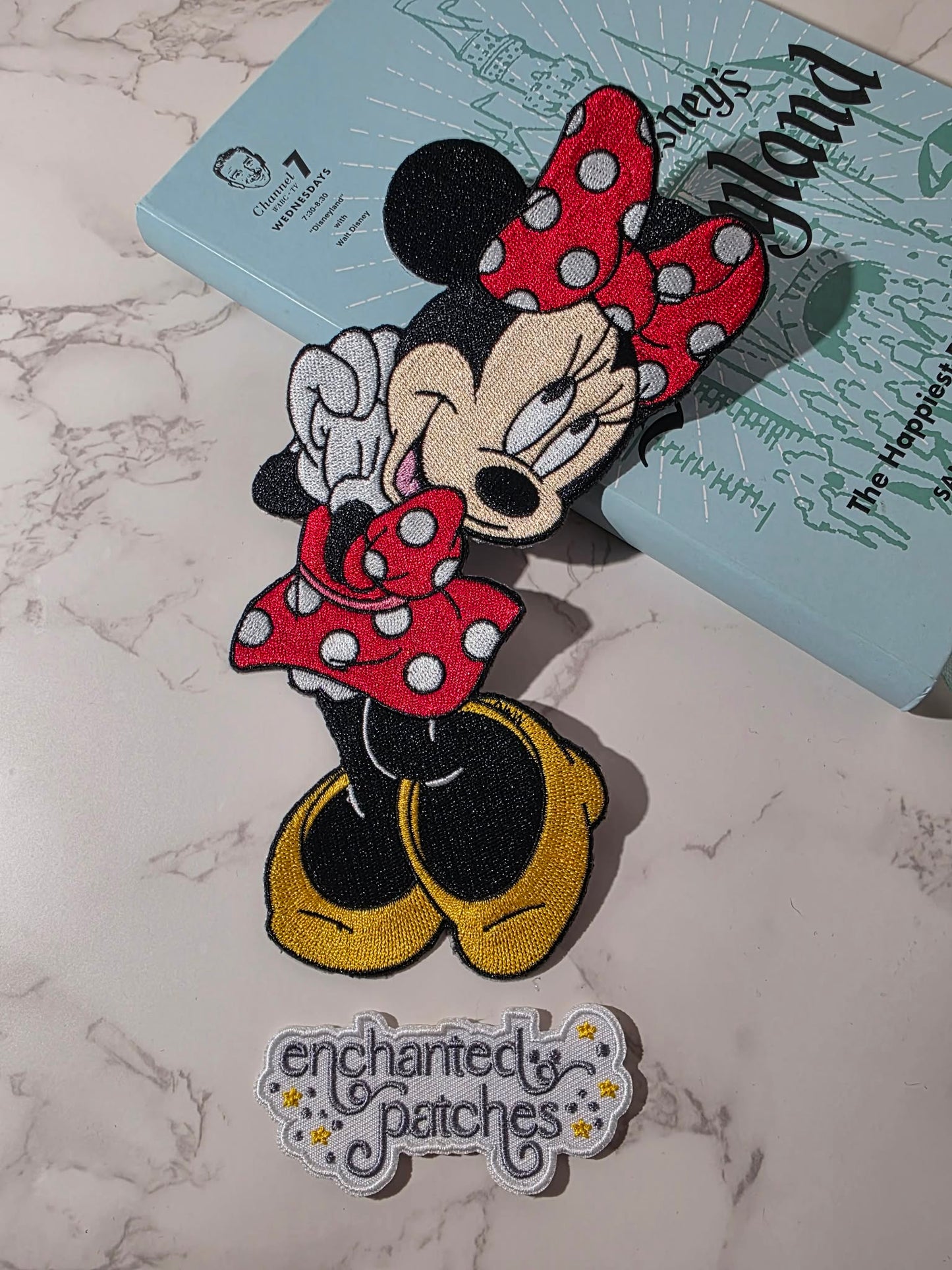 8" XL Happiest Girl Mouse Whole Body Embroidered Iron On Patch
