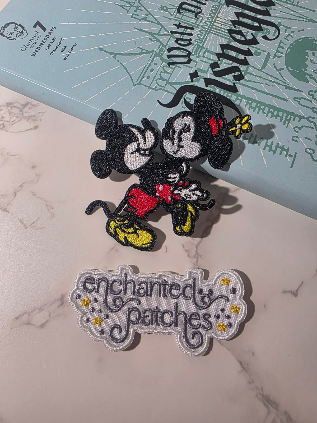 3" Toontown Mickey Picking Up Minnie Mouse Classic Embroidered Iron On Patch