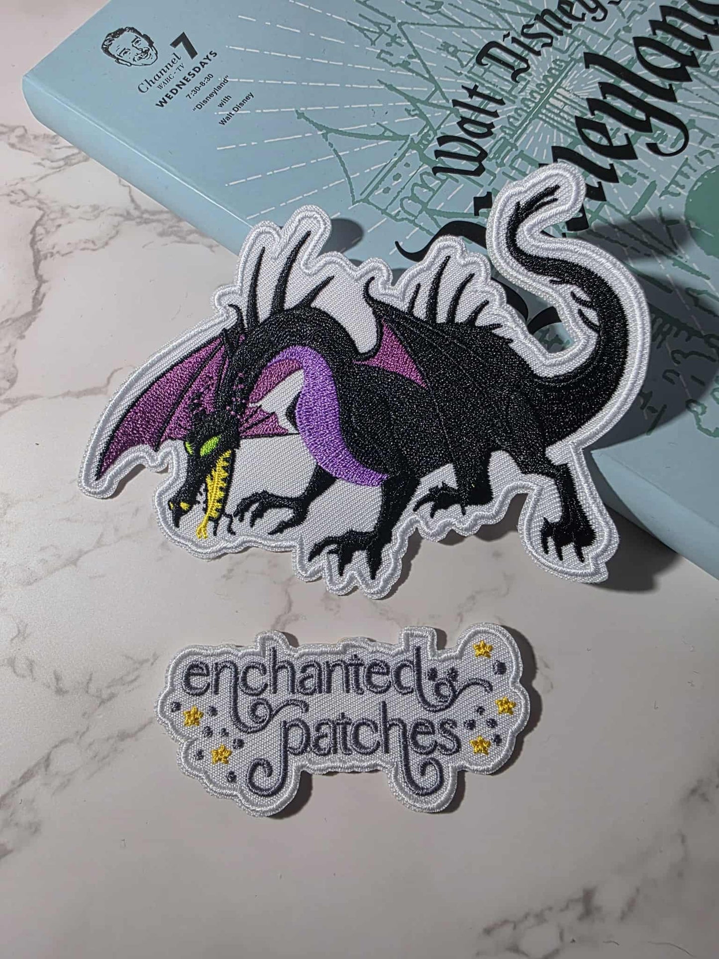 5" Black Dragon Villain of Sleeping Princess Iron On Patch