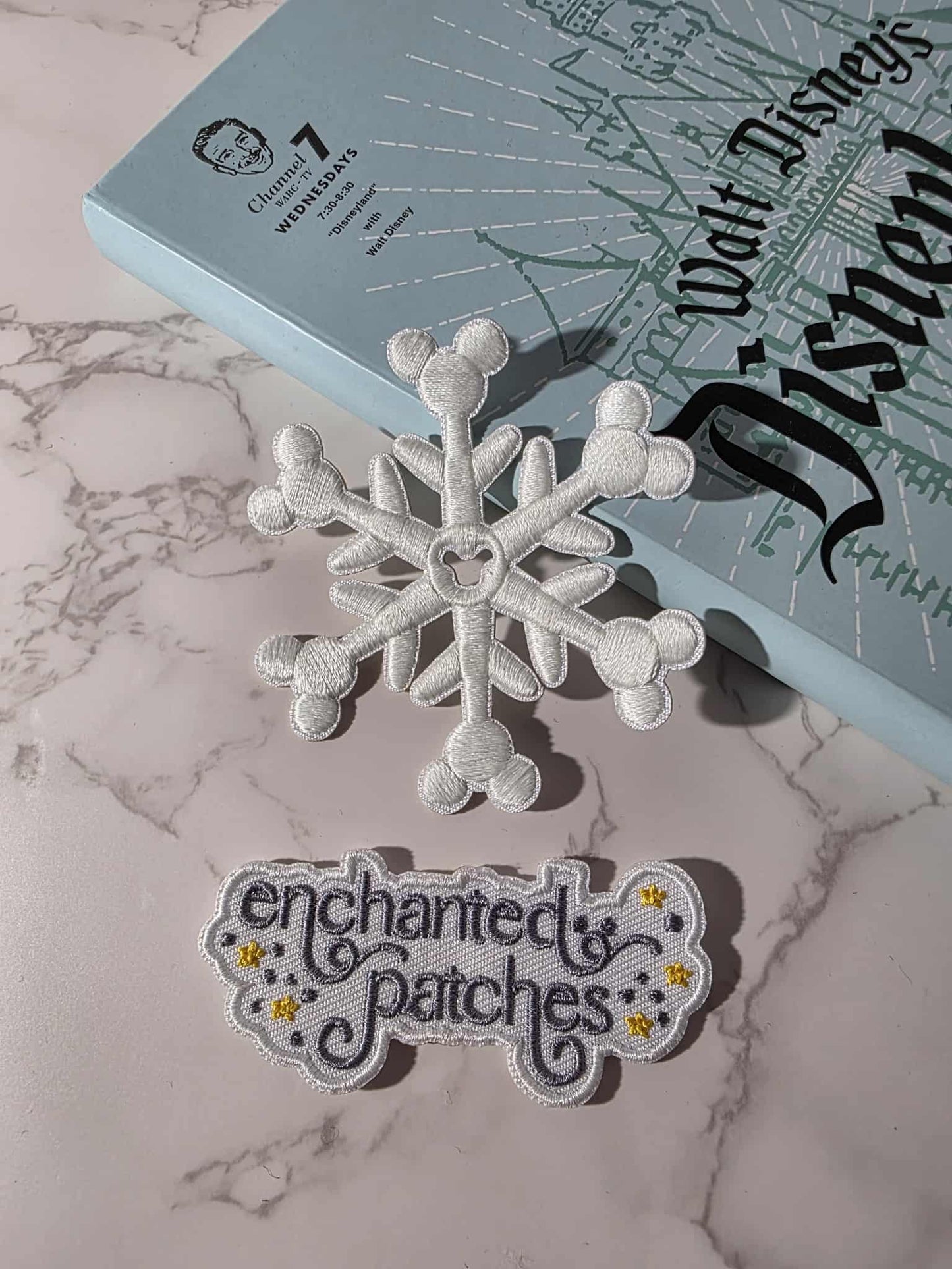 3" GLOW IN THE DARK Mouse Snowflake Embroidered Winter Iron On Patch