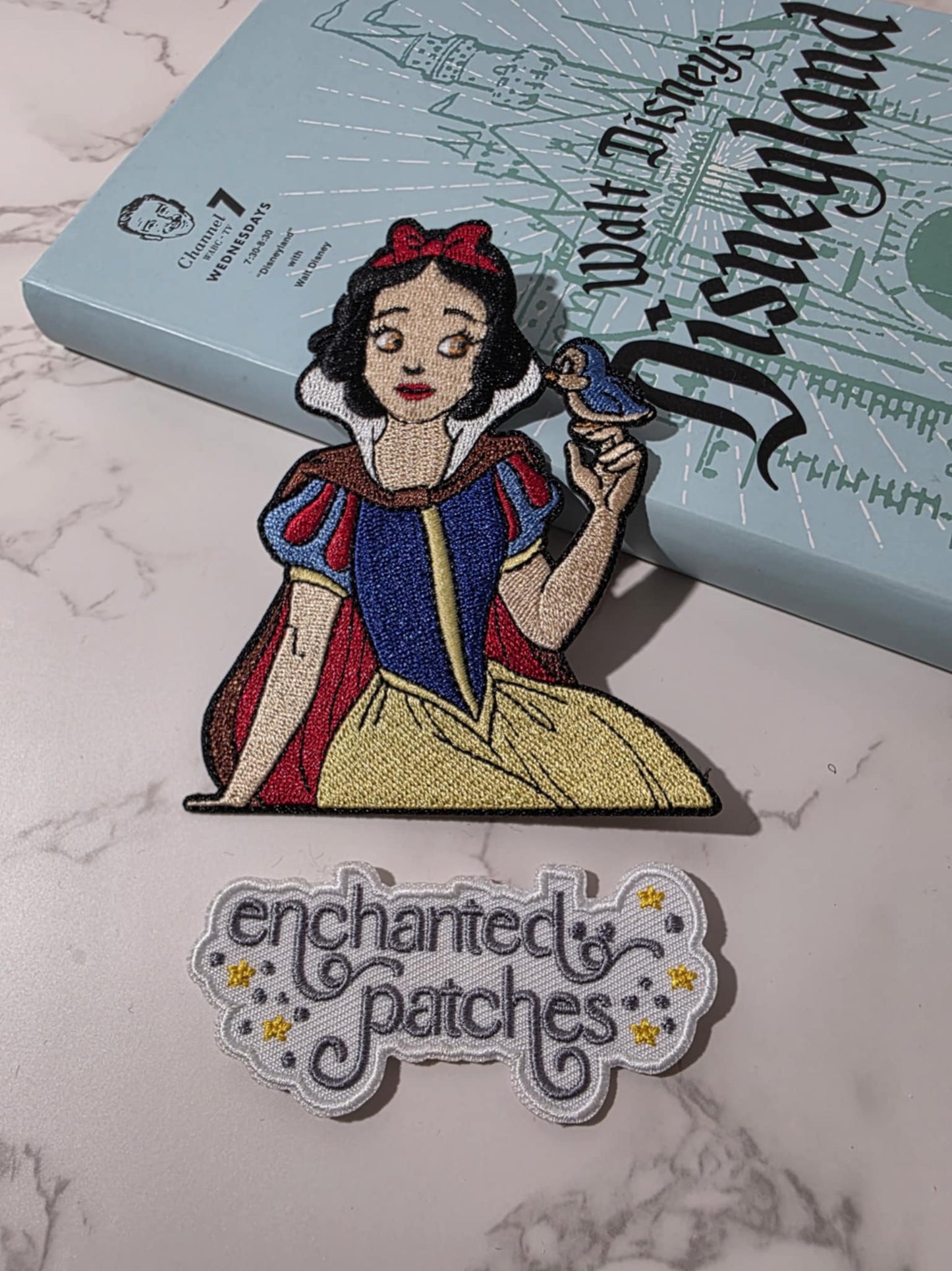 4" Fairest of Them All Princess with Blue Bird Friend Embroidered Iron On Patch
