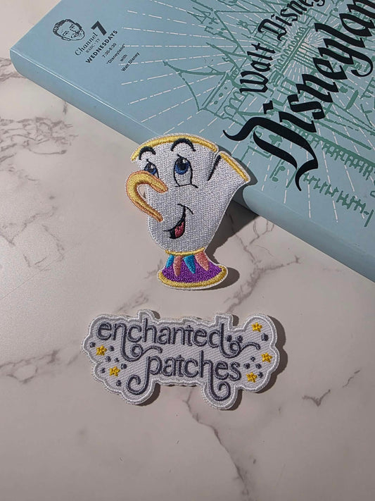 2.5" Teacup Chip Beauty and the Beast Sidekick Embroidered Iron on Patch