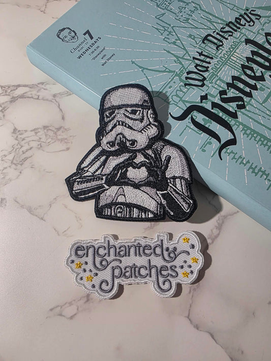 NEW DROP - 3" Star Wars Storm Trooper with Heart Hands Embroidered Iron On Patch