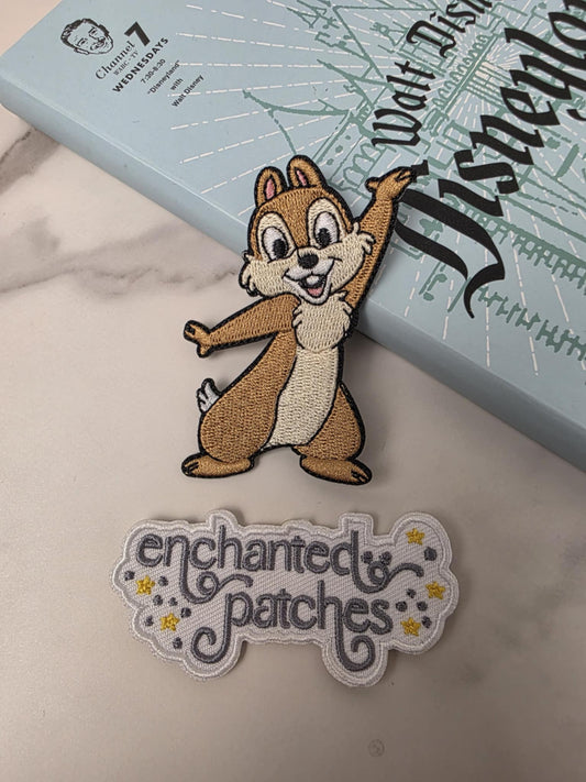 3" Chocolate Chip Nose Chipmunk Iron On Patch