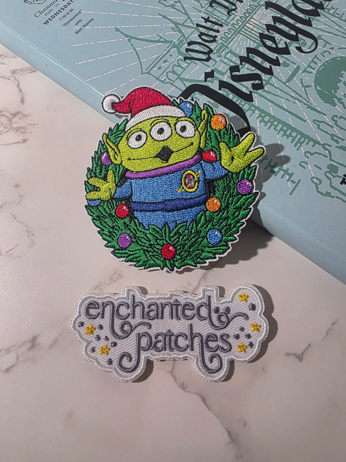 3" Christmas Wreath Toy Story Alien Embroidered Iron On Patch