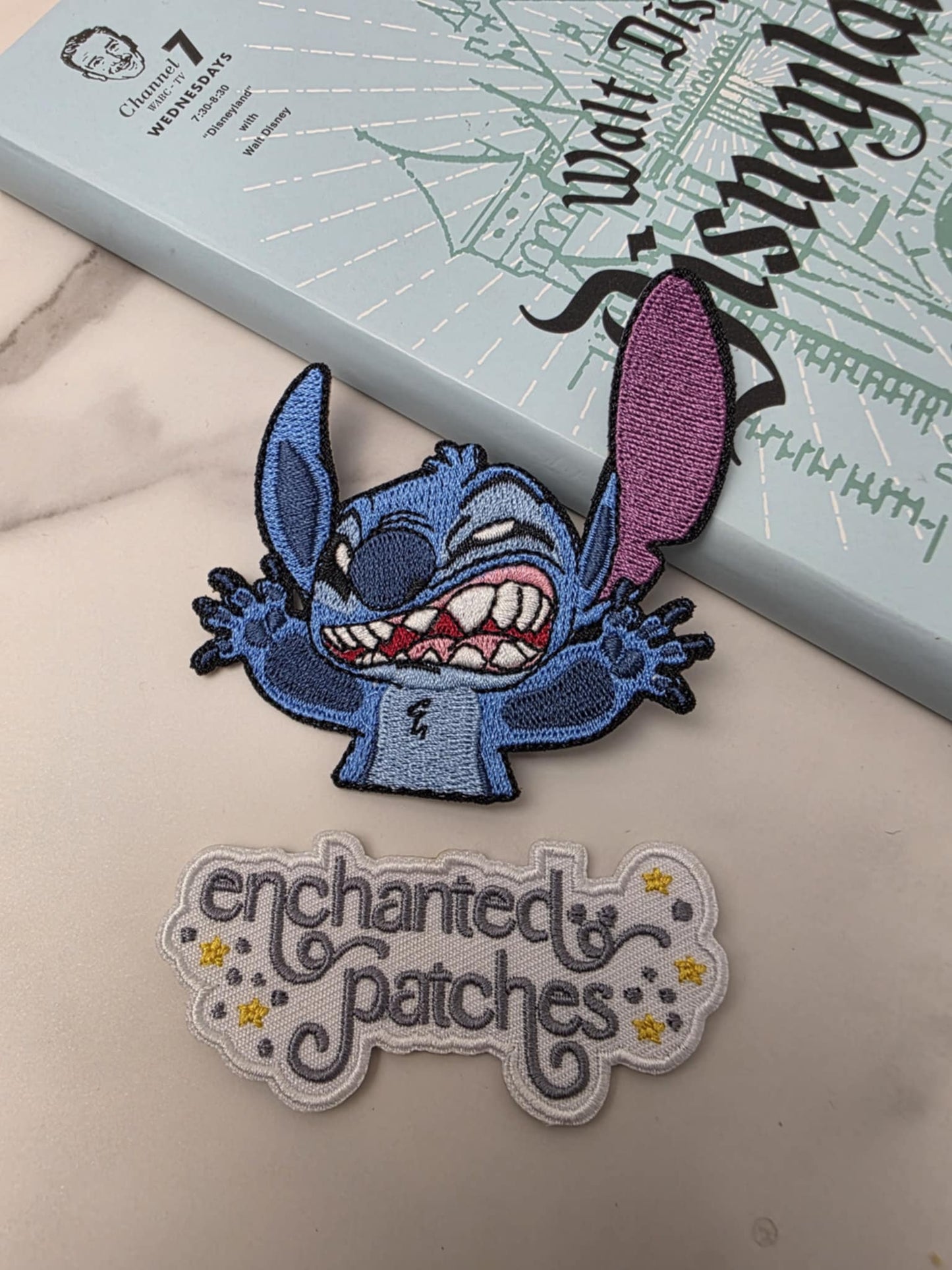 3" Blue Alien Face Smashed on Window Embroidered Iron On Patch