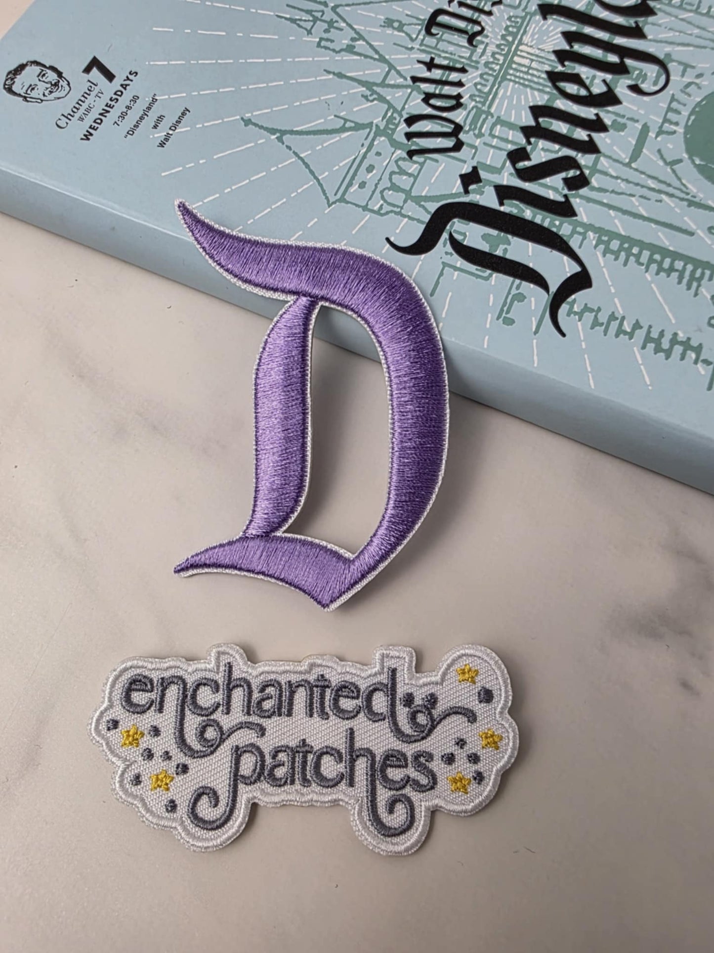 3" Happiest Park Logo Metallic Lavender Sign Iron On Patch