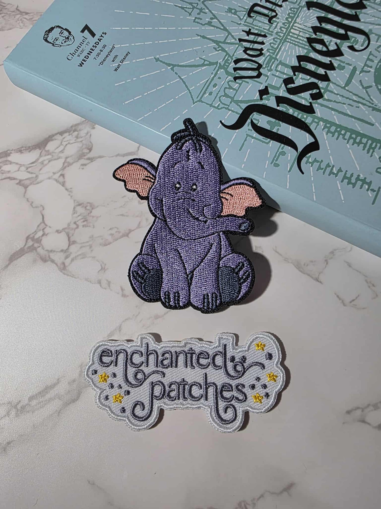 3" Winnie the Pooh Purple Elephant Embroidered Iron On Patch
