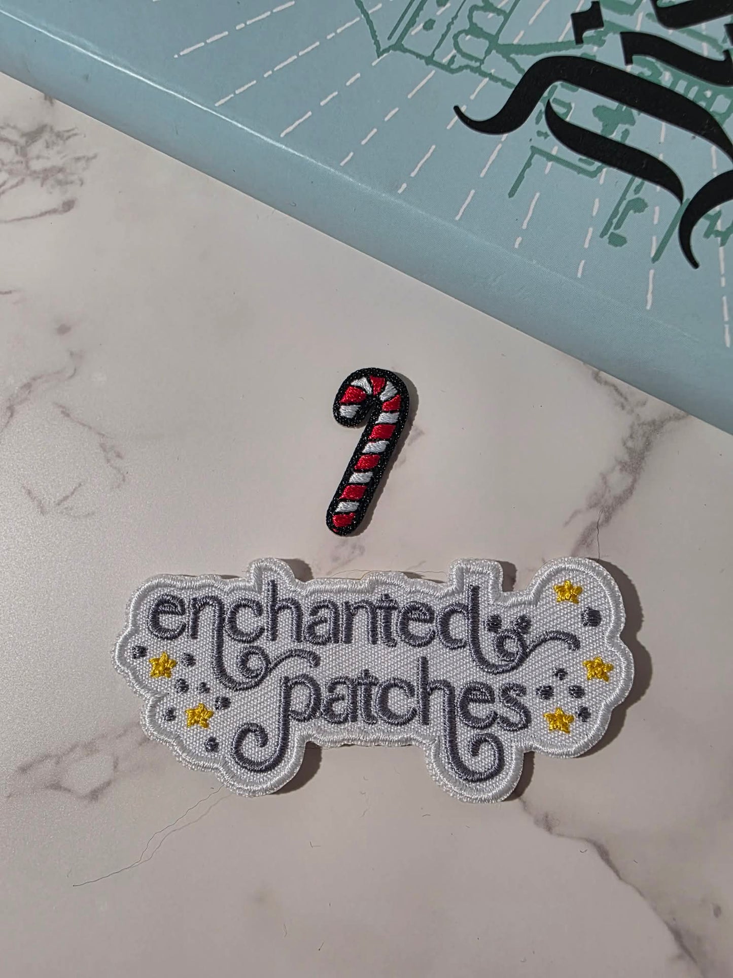 2pc - 1" Mini Christmas Present Gift Candy Cane Embroidered Iron On