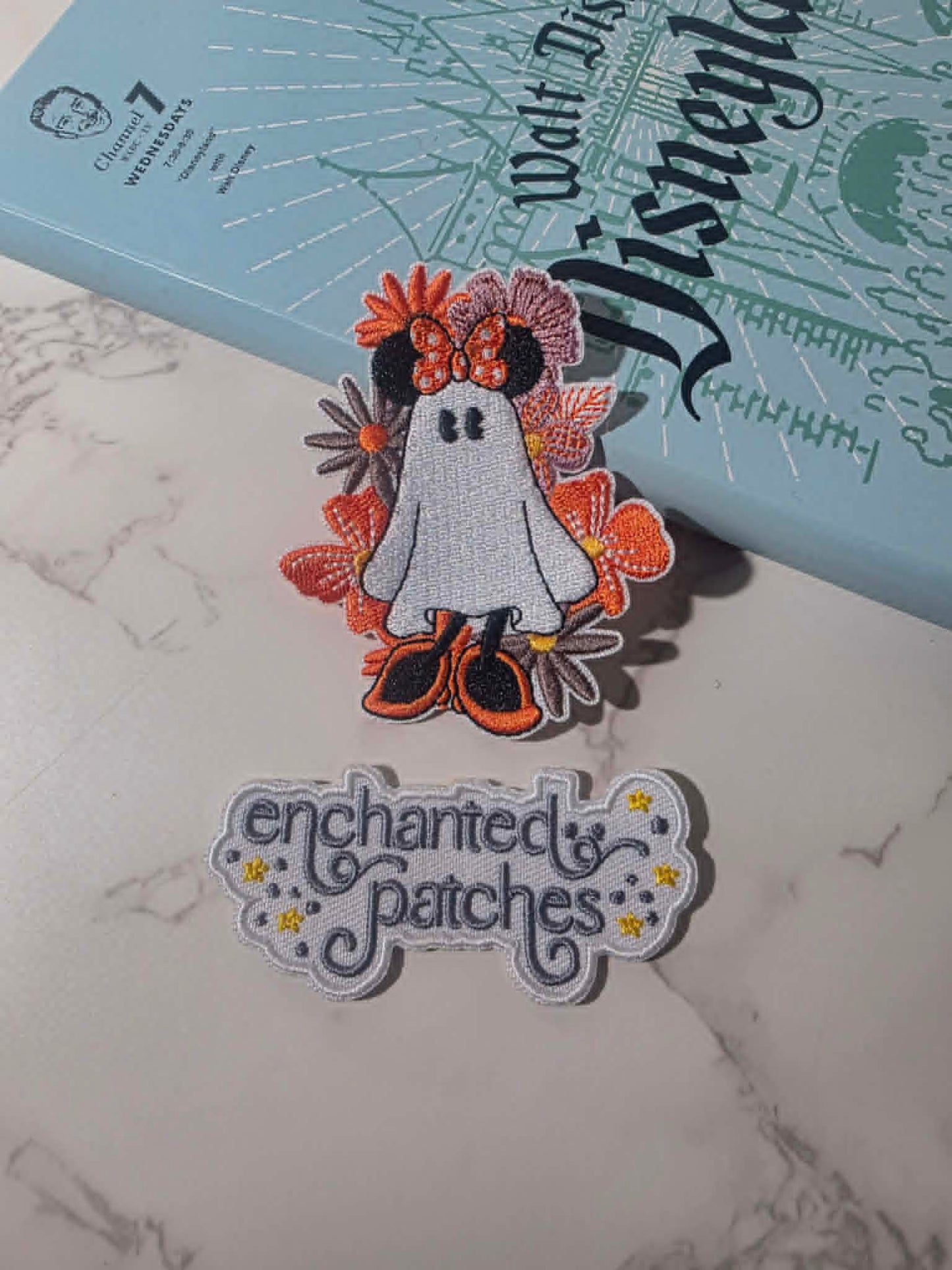 NEW DROP - 3" Happiest Girl Mouse Ghost w/ Mouse Ears Floral Pumpkin Halloween Costume Embroidered Iron On Patch
