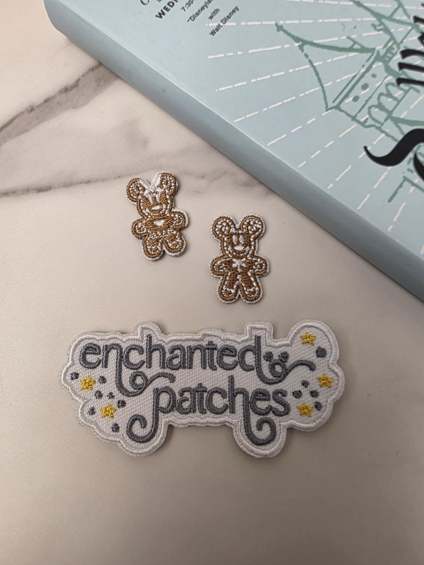 2pc - 1" Mini Happiest Girl Mouse Christmas Gingerbread Men Embroidered Iron On Patch