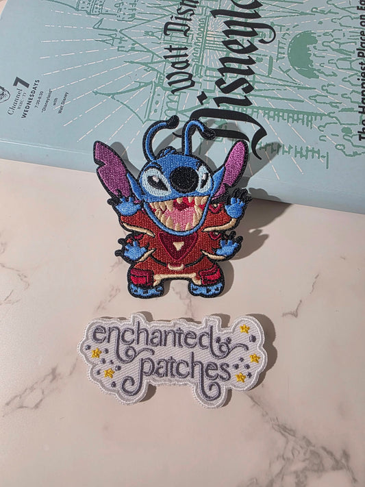 3" Blue Alien Stitch in Space Suit Embroidered Iron On Patch