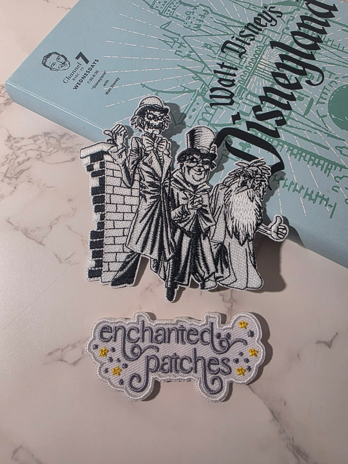 4" HM Glow in the Dark Haunted Mansion Hitch Hiking Ghosts Embroidered Iron On Patch