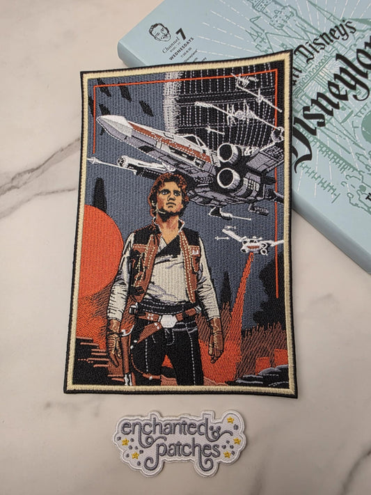 8" XL Vintage Star Galaxy Logo Droids Happiest Park May the 4th Embroidered Iron On Patch