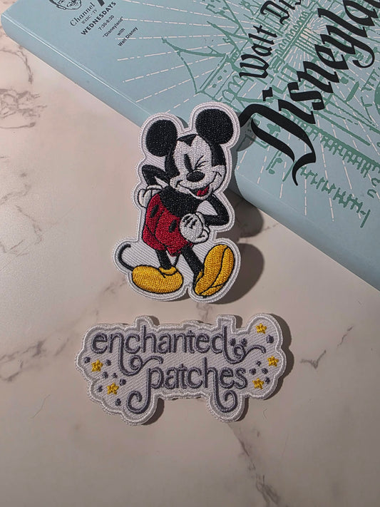 3" Classic Mickey Mouse Winking Eye Embroidered Iron On Patch