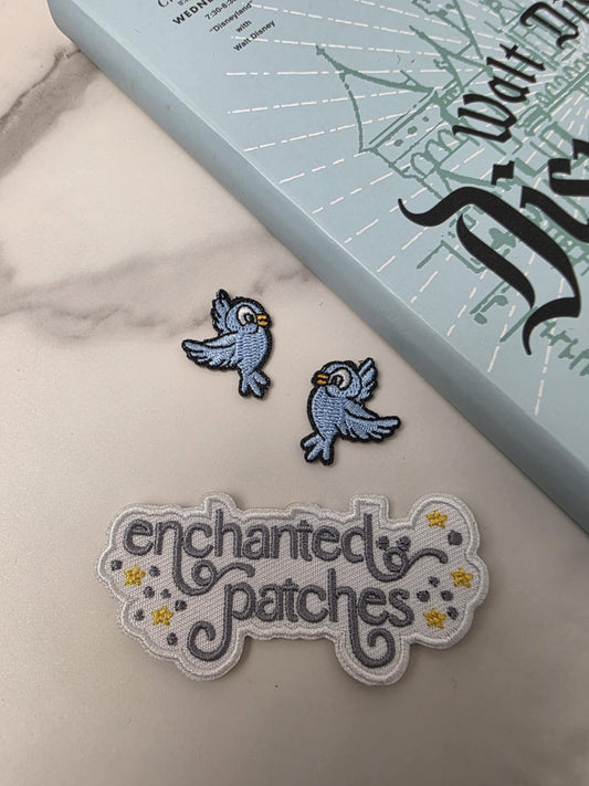 2pc Set - 1" Mini Happiest Blue Bird Princess Embroidered Iron On Patch