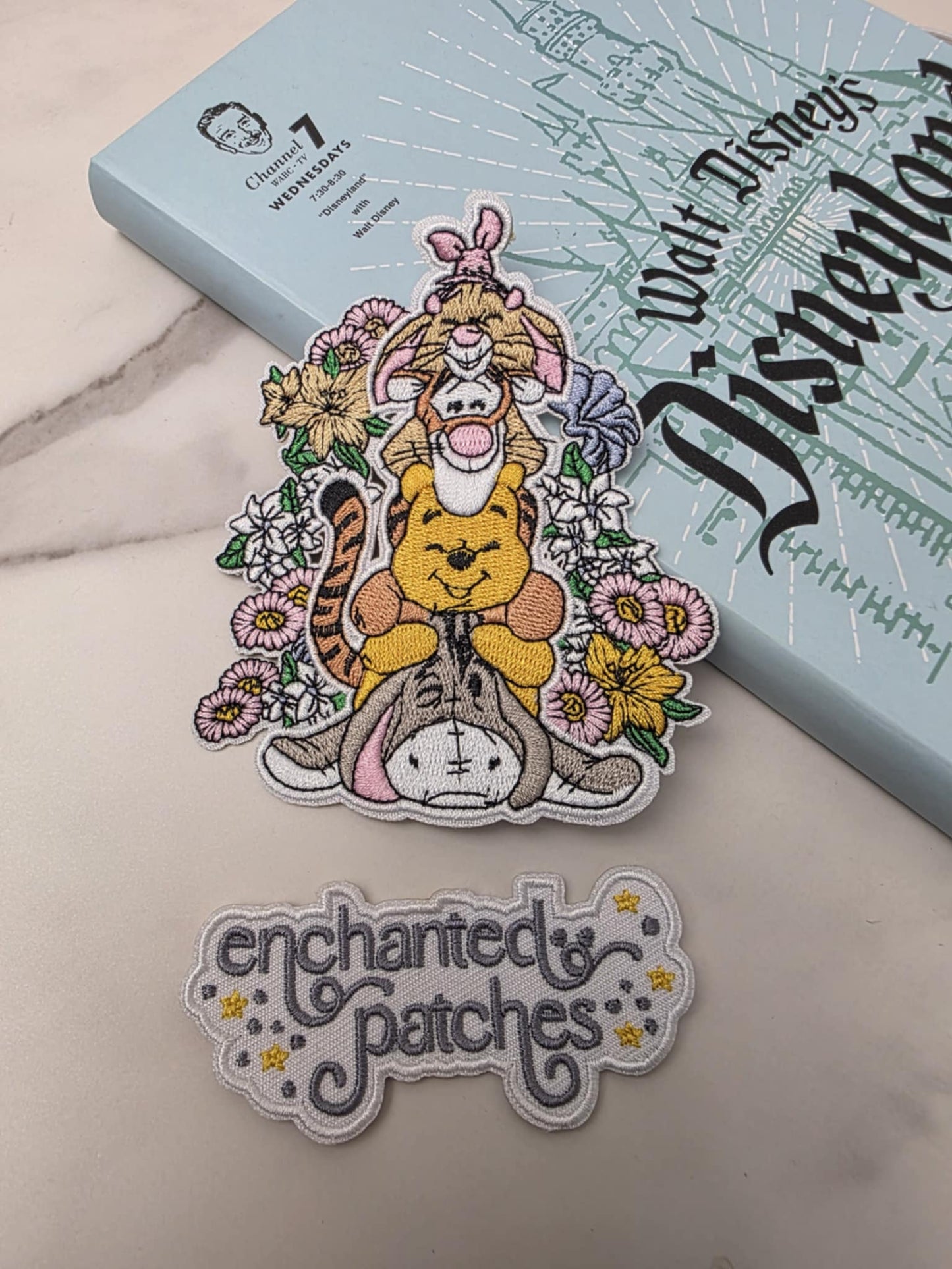 4" Winnie the Pooh Flowers Floral Piled Up Friends Besties Iron On Patch